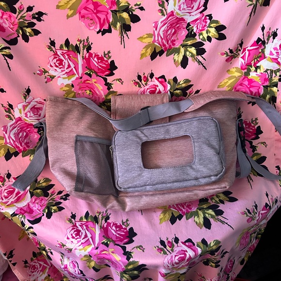 Handbags - Diaper wipe stroller bag gray pink crossbody bottle holder